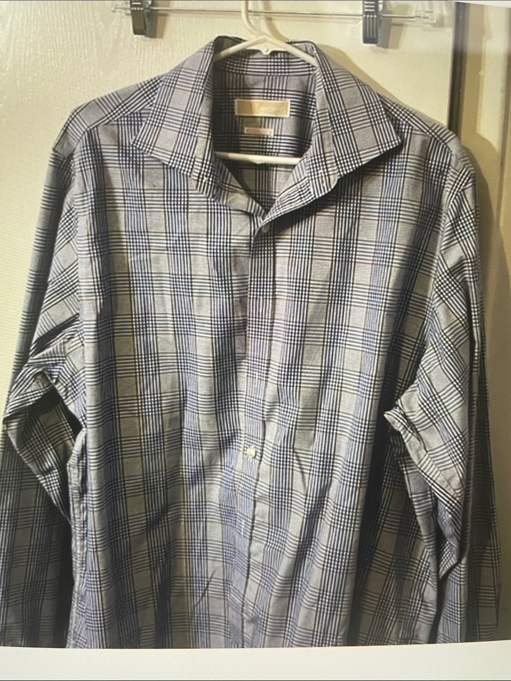 MICHAEL Michael Kors Blue and White Plaid Dress Shirt